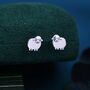 Fluffy Sheep Stud Earrings In Sterling Silver, thumbnail 2 of 11