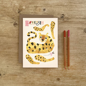 Cheetah Split Pin Puppet A5 Activity Greeting Card, 4 of 4