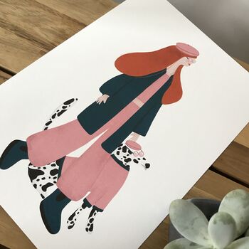 Lady And Dalmatian Dog Print, 4 of 5