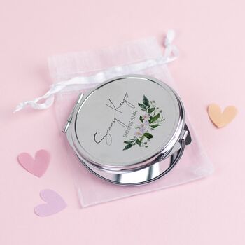 Personalised Lilac Floral Pocket Mirror, 3 of 4