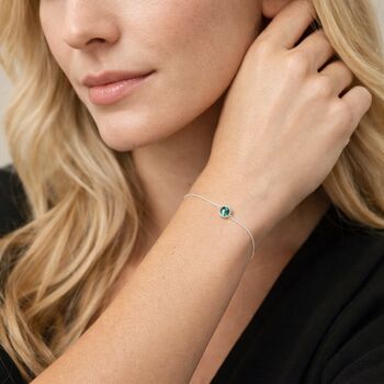 Personalised Sterling Silver May Birthstone Emerald Bracelet, 3 of 11