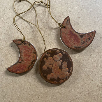 Copper Moon Phase Hanging Ceramic Decorations, 4 of 7