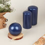 G Decor Grace Blue Metallic Shine Pillar Candles, thumbnail 1 of 6