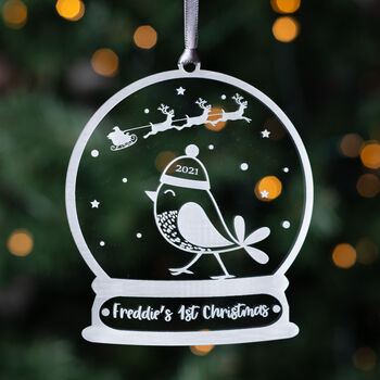 Personalised First Christmas Robin Bauble, 2 of 2