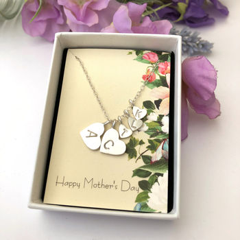 Mother And Child Sterling Silver Initial Necklace, 5 of 8