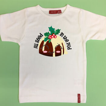 Personalised Cute All Good In The Pud Christmas T Shirt, 3 of 8