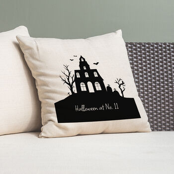 Personalised Haunted House Linen Cushion Cover, 3 of 3