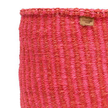 Kiwanda: Red And Pink Pinstripe Woven Storage Basket, 7 of 9