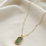 Gold Clear Aventurine Square Pendant Necklace, thumbnail 1 of 3