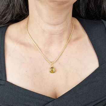 Gold Plated Citrine Birthstone Rope Necklace, 2 of 5
