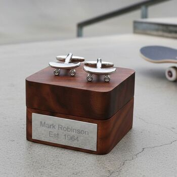 Personalised Silver Coloured Skateboard Cufflinks, 10 of 11