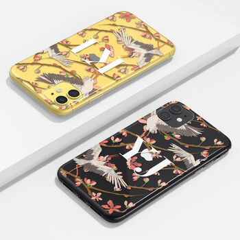 Personalised Japanese Crane Bird Clear Phone Case, 3 of 5