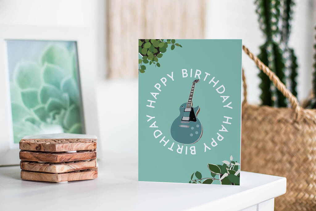 Guitar Circle Birthday Card Guitarist Card By Thirty Forest 