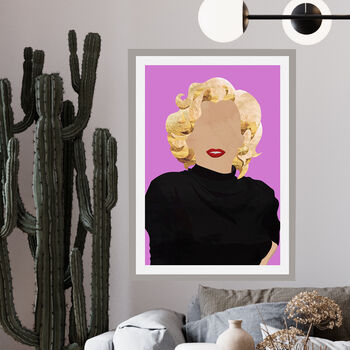 Pink Faceless Marilyn Monroe Portrait Wall Art Print, 3 of 4