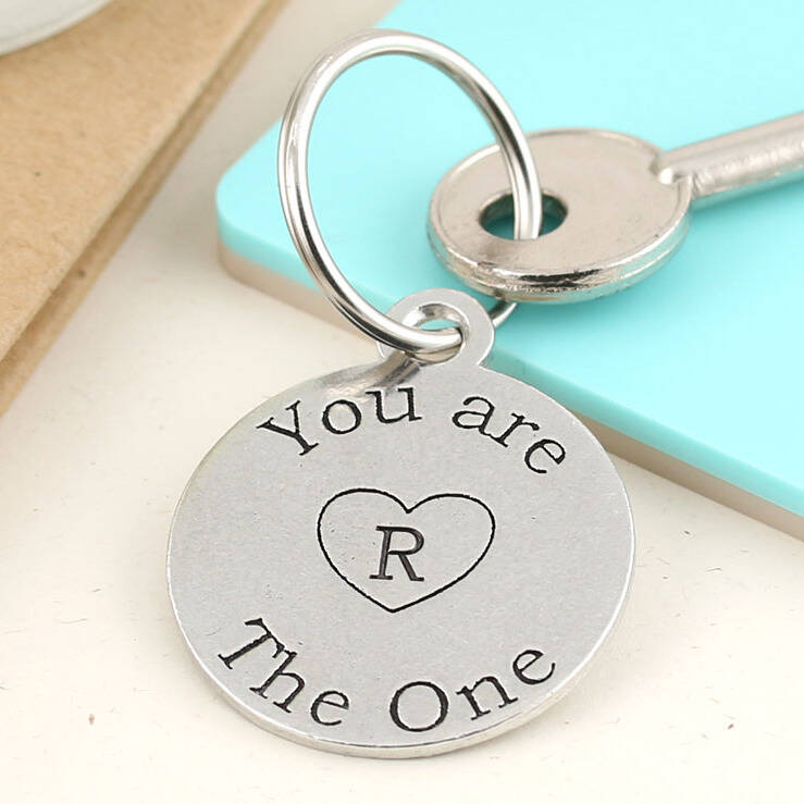 Image of You Are The One Personalised Round Pewter Keyring