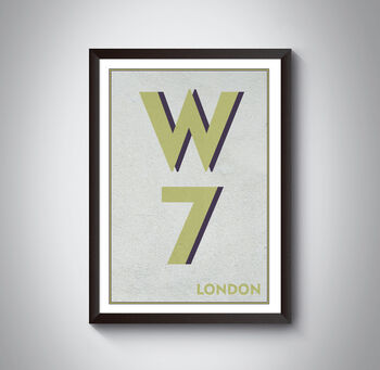 W7 Hanwell, Ealing London Postcode Typography Print, 8 of 11