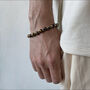 Mens Gold Plate Tigers Eye Crystal Bracelet, thumbnail 2 of 3