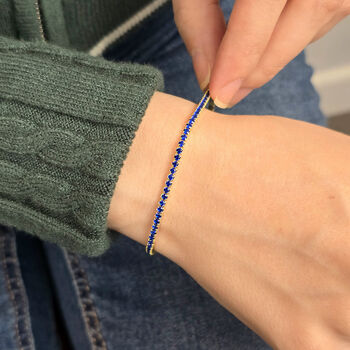Sapphire September Birthstone Dainty Tennis Bracelet, 2 of 3