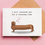 Funny Sausage Dog Anniversary Or Valentine Card, thumbnail 1 of 2