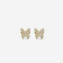 Gold Small Butterfly Shaped Stud Earrings With Stones, thumbnail 1 of 3