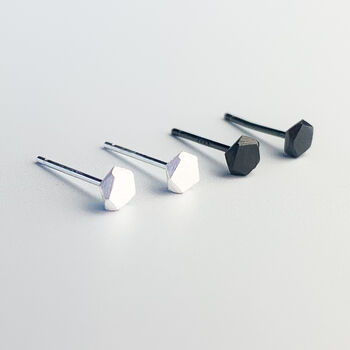 Sterling Silver Minimalist Geometric Stud Earrings, 2 of 5