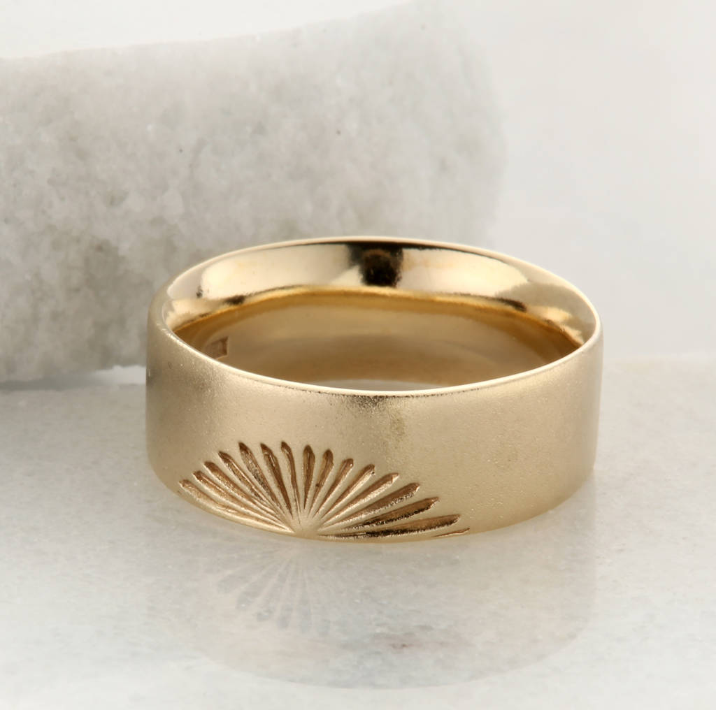 Wide Gold Sunrise Ring In 9ct Yellow Gold 6mm, 1 of 5
