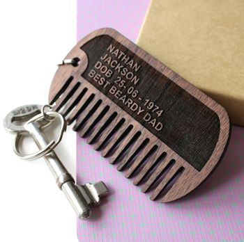 Personalised Beard And Moustache Comb Keyring, 2 of 7