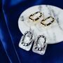 Gold Acrylic Resin Geometric Hollow Foil Stud Drop Earring, thumbnail 6 of 9