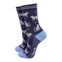 Grey Tabby Cats Women's Bamboo Socks Navy Blue, thumbnail 1 of 4