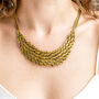 Antique Gold Coloured Overlap Leaf Statement Necklace, thumbnail 2 of 3