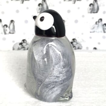 Cute Hand Blown Solid Glass Penguin Chick Figurine, 4 of 7
