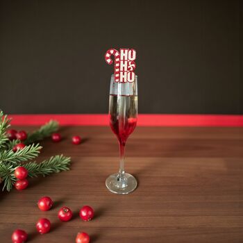 Six X Ho Ho Ho Candy Cane Drinks Toppers, Festive Cocktails, Christmas Drink Decorations, Charms, 4 of 7