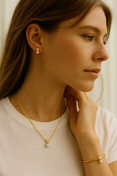 Pearl Nugget Solid Gold Studs, 3 of 5