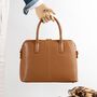 Caramel Leather Classic Ladies Structured Handbag, thumbnail 4 of 12