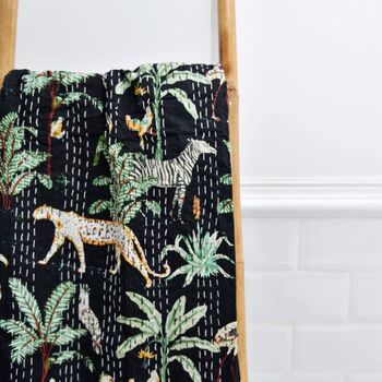 Safari At Night Print Kantha Throw, 2 of 2