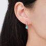 Sterling Silver Dangling Blue Turquoise Hoop Earrings, thumbnail 7 of 11