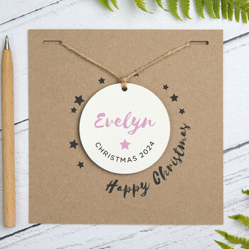 Personalised Christmas Tree Decoration Christmas Card, 2 of 6