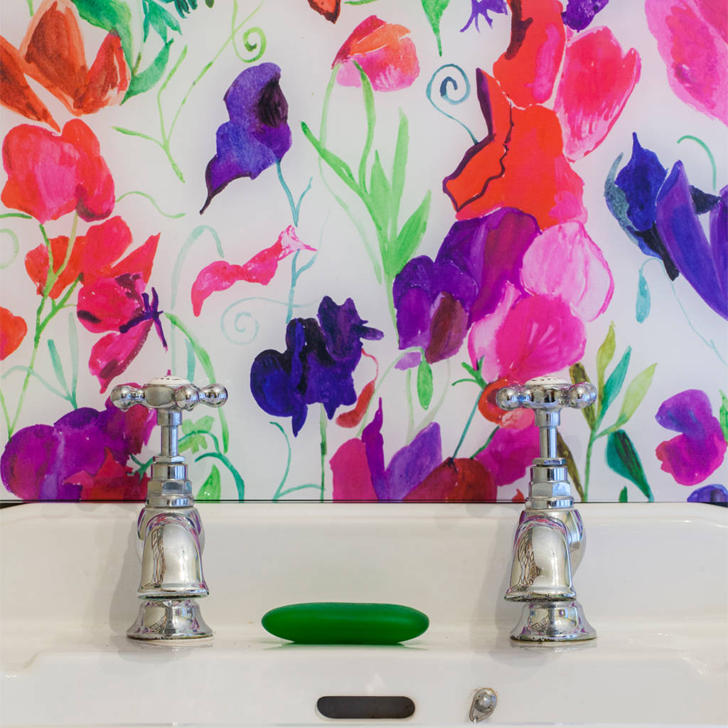 Sweetpea Patterned Glass Splashback Sweetpea Patterned Glass Splashback