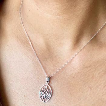 Sterling Silver Lotus Necklace, 3 of 9