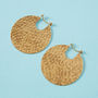 Tribal Hoop Earrings In Gold Plate And Raw Brass, thumbnail 5 of 7