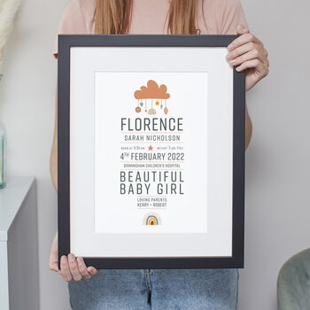 Baby Details Personalised Typographic Print, 4 of 7