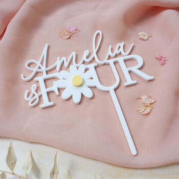 Daisy Flower Second Birthday Personalised Cake Topper, 3 of 7