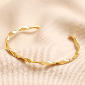 Gold Stainless Steel Twisted Bangle, 2 of 4