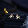 Sterling Silver Tiny Goldfinch Bird Stud Earrings, thumbnail 1 of 12