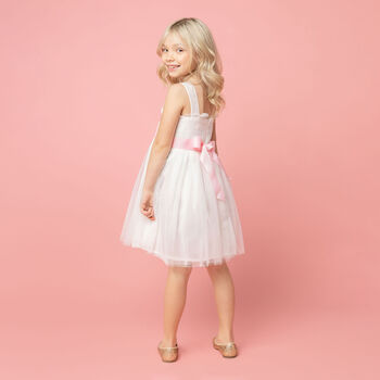 Ballet Tutu Tulle Flower Girl Dress, White And Pink, 3 of 6