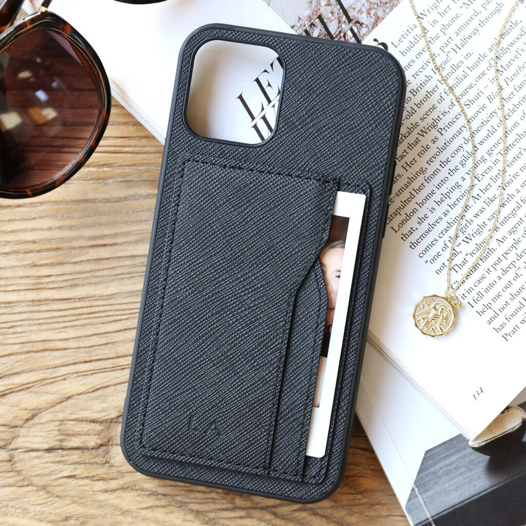 Black Vegan Leather Iphone Case And Cardholder By Lisa Angel Notonthehighstreet Com