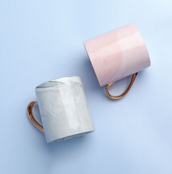 Marble Effect Coffee Mugs In Pink Or Grey Finish, 3 of 5