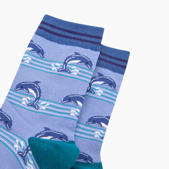 Dolphins Striped Bamboo Socks In Blue, 2 of 4