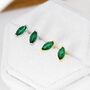 Sterling Silver Marquise Emerald Green Stud Earrings, thumbnail 1 of 12