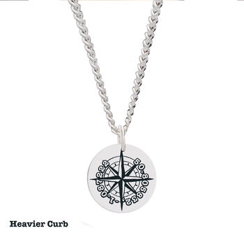 Latitude Longitude Recycled Silver Compass Necklace, 2 of 6